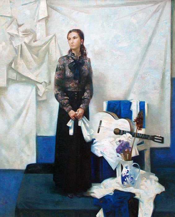 Анастасия Лобанова Портрет с белой гитарой